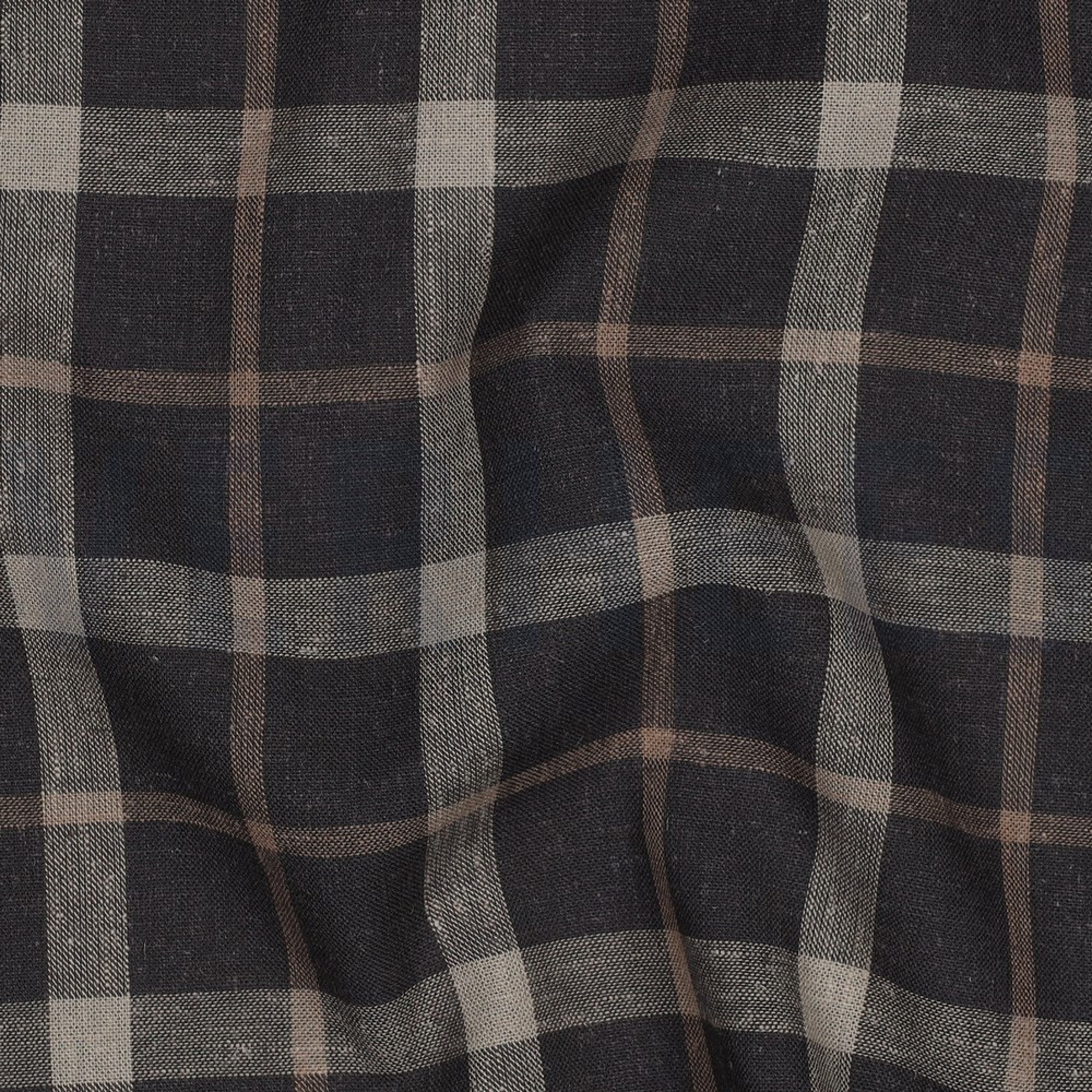 LINNEN VISCOSE GARENGEVERFD RUITEN BRUIN (high resolution) #2