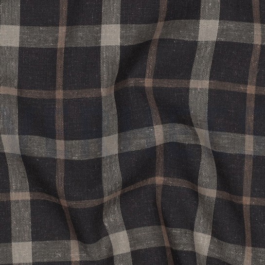 LINNEN VISCOSE GARENGEVERFD RUITEN BRUIN #7