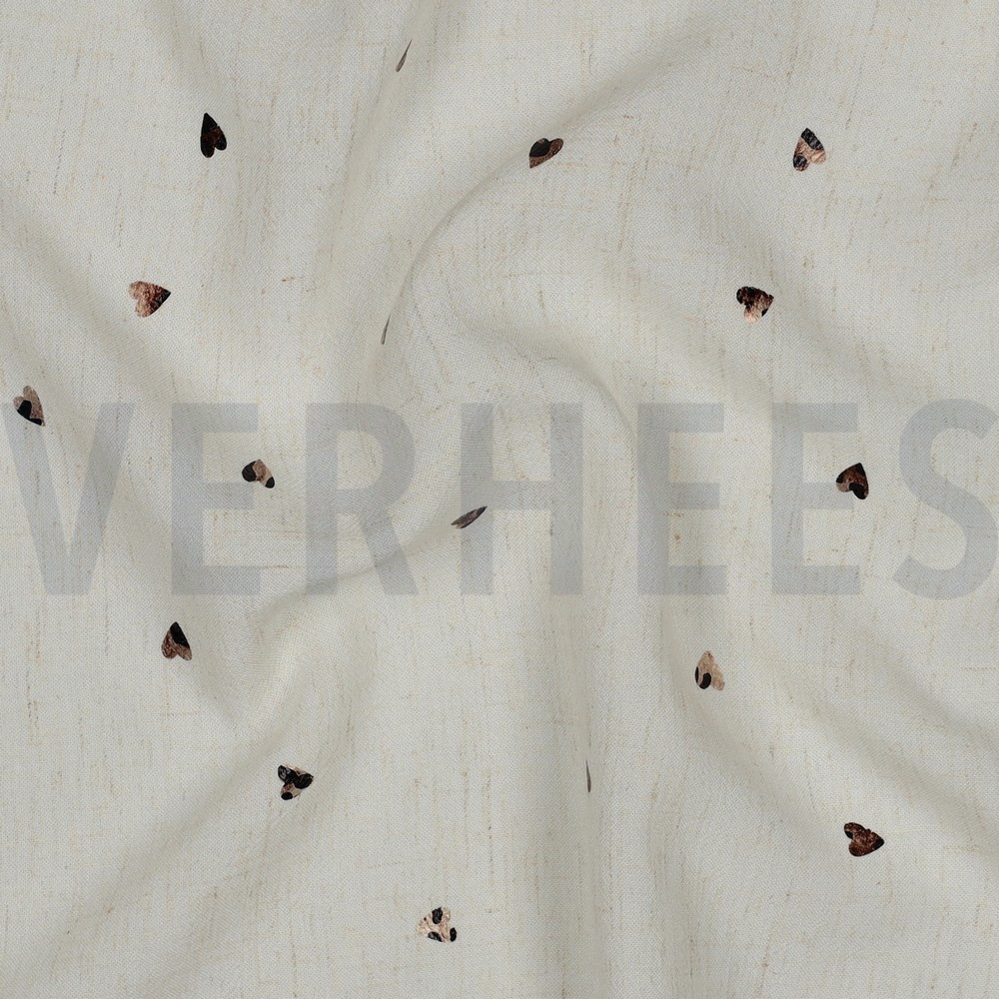 LIN VISCOSE FEUILLE COEURS ÉCRU (high resolution) #2