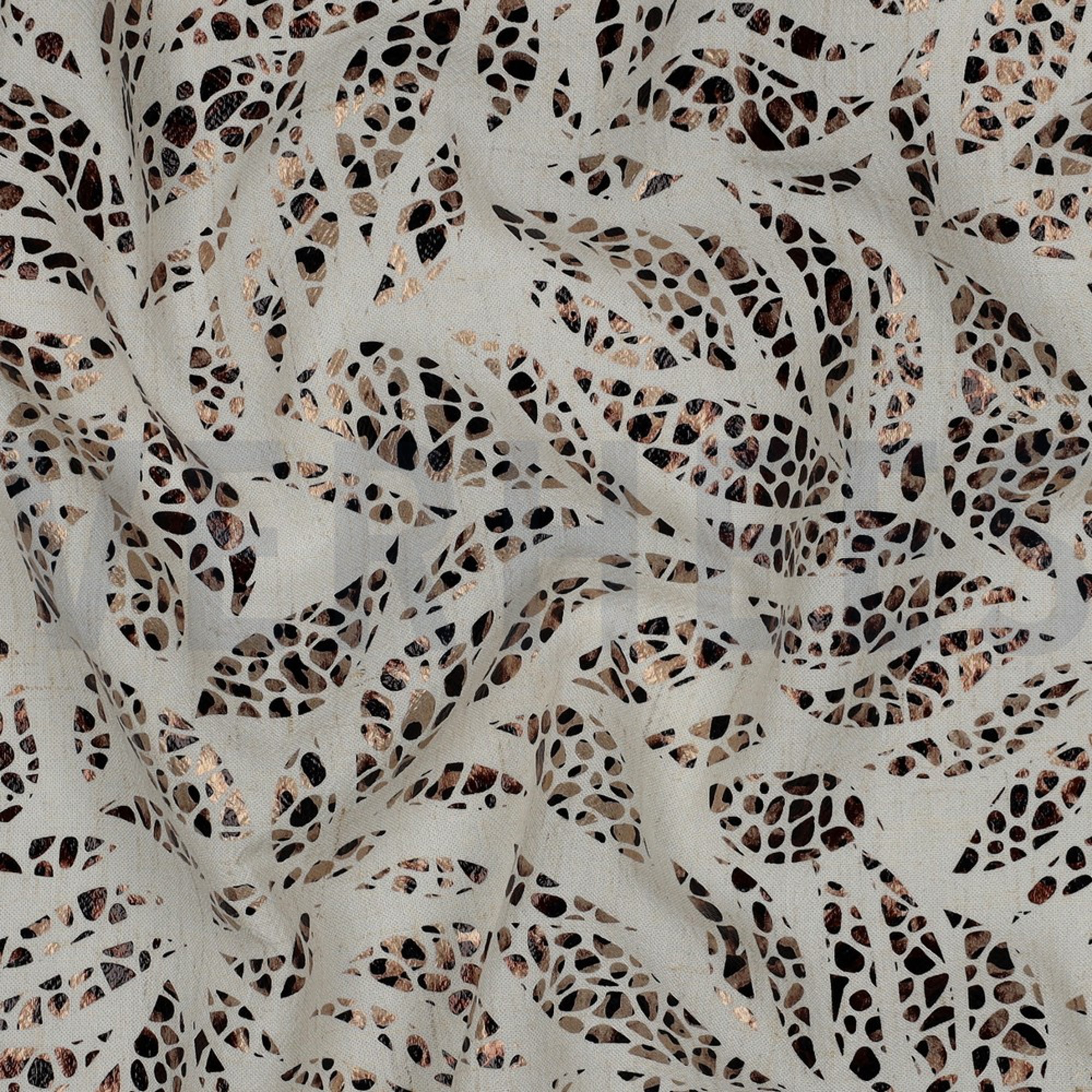 LEINEN VISKOSE FOLIE BLÄTTER BRONZE (high resolution) #2