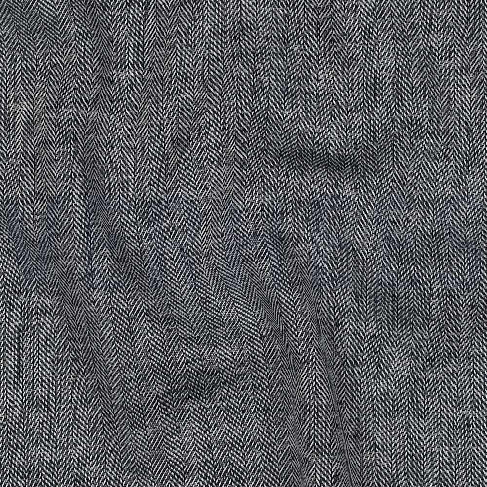 LINEN COTTON HERRINGBONE NAVY #7