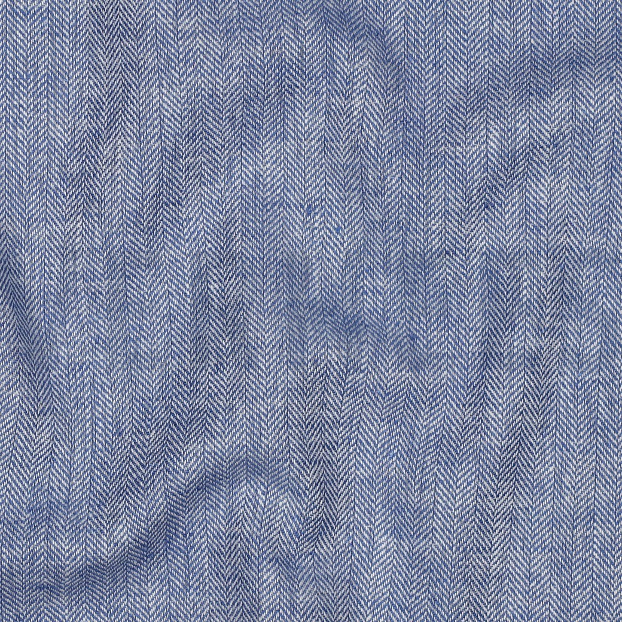 LINEN COTTON HERRINGBONE BLUE (high resolution) #2
