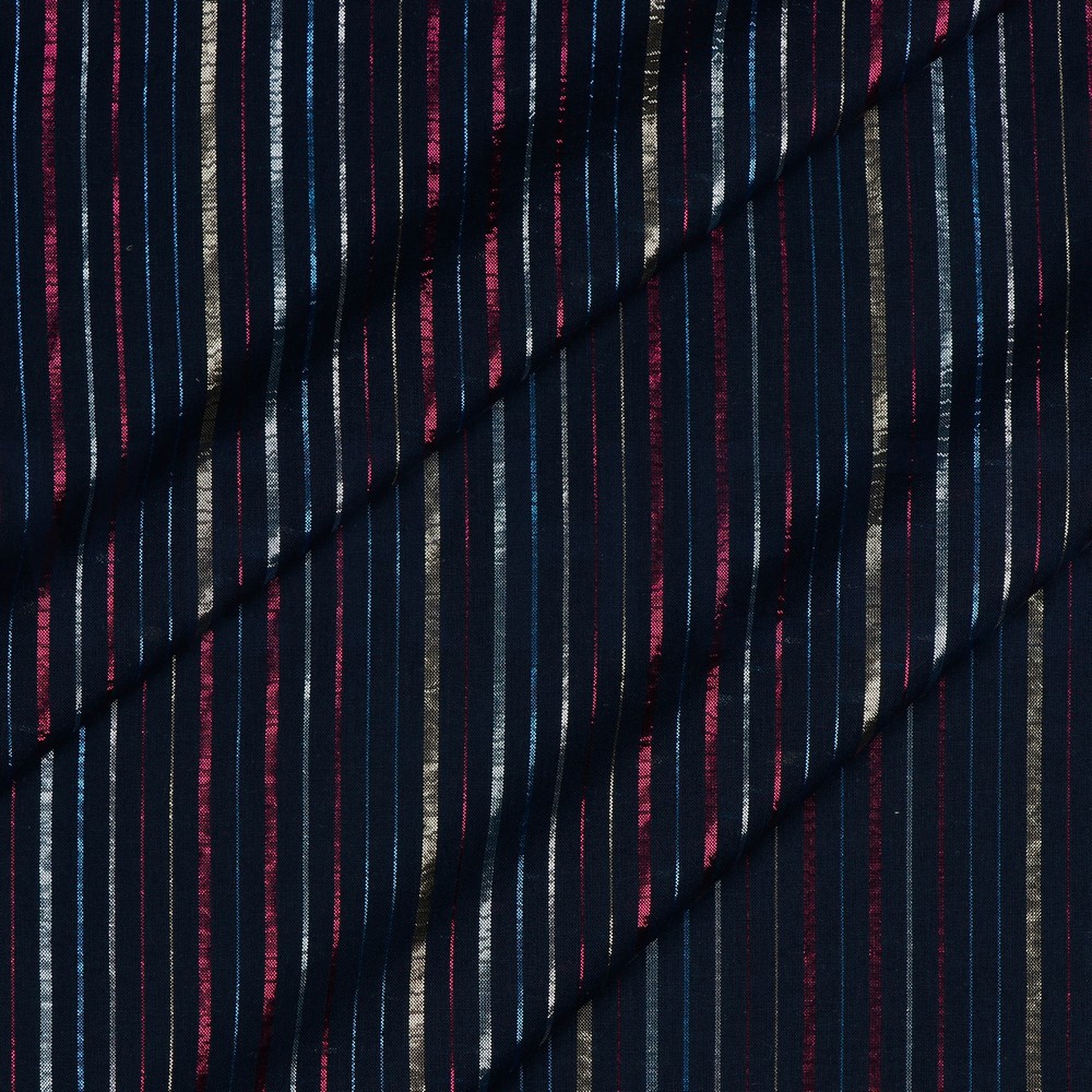 BAUMWOLLE LUREX STREIFEN MARINEBLAU #7