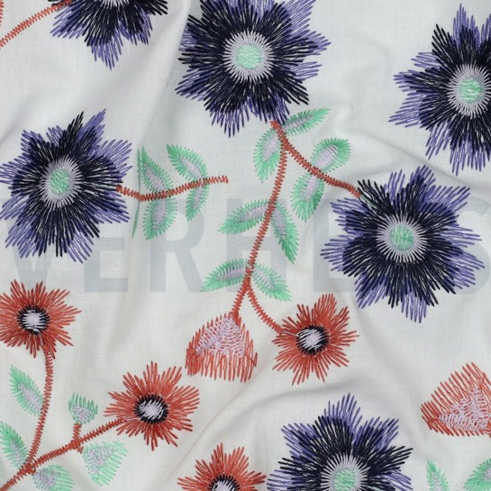 COTTON EMBROIDERY FLOWERS WHITE #7