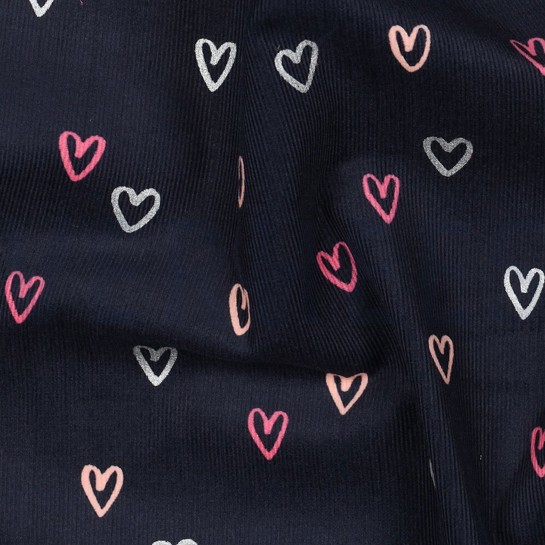 VELOURS MILLERAIES FEUILLE COEURS BLEU MARINE #7