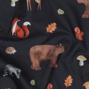 KATOENEN POPLIN DIGITAAL BOSDIEREN MARINEBLAUW (thumbnail) #2