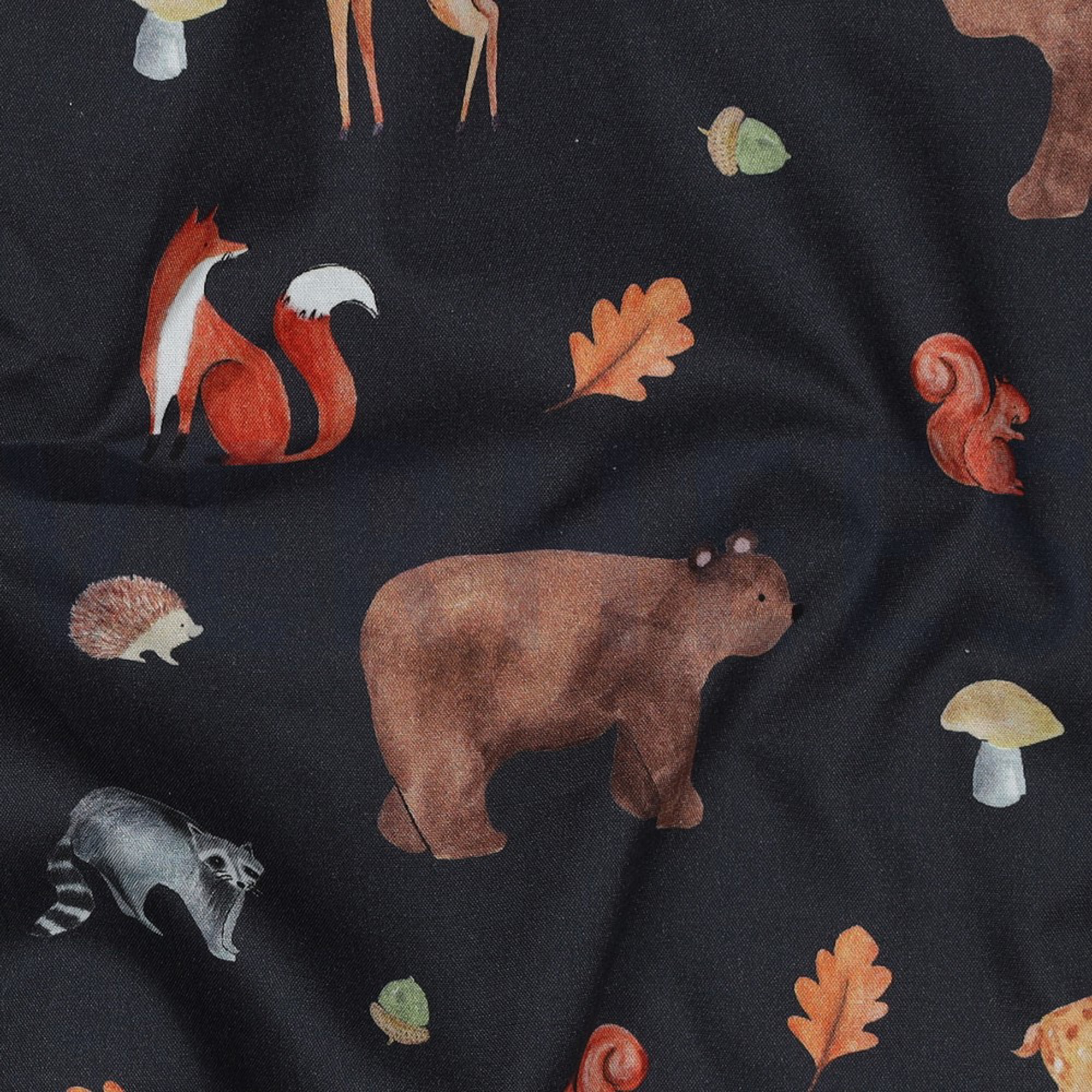 KATOENEN POPLIN DIGITAAL BOSDIEREN MARINEBLAUW (high resolution) #2