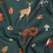 FINE POPLIN DIGITAL FOREST ANIMALS DARK GREEN (thumbnail) #2