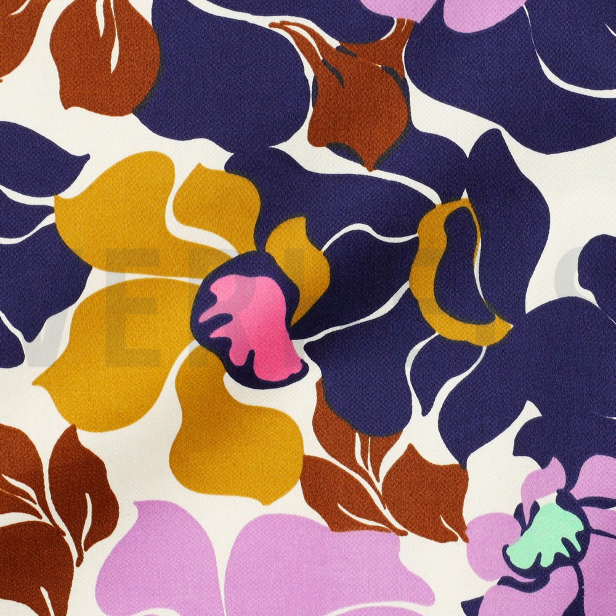 COTTON SATIN ABSTRACT FLOWERS NAVY/PINK (high resolution) #2