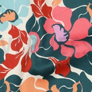 COTTON SATIN ABSTRACT FLOWERS DARK GREEN/PEACH (thumbnail) #2
