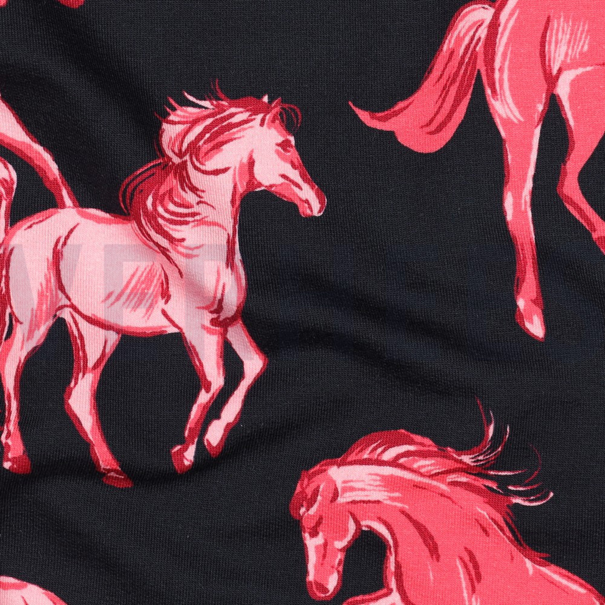 FRENCH TERRY DIGITAL PFERDE MARINEBLAU (high resolution) #2