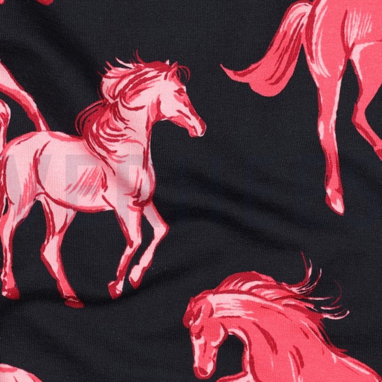 FRENCH TERRY DIGITAL PFERDE MARINEBLAU #7