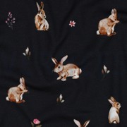 JERSEY DIGITAL RABBITS AND FLOWERS NAVY (thumbnail) #2