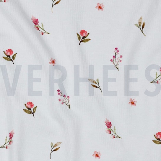 JERSEY DIGITAAL KONIJNEN EN BLOEMEN WIT #7