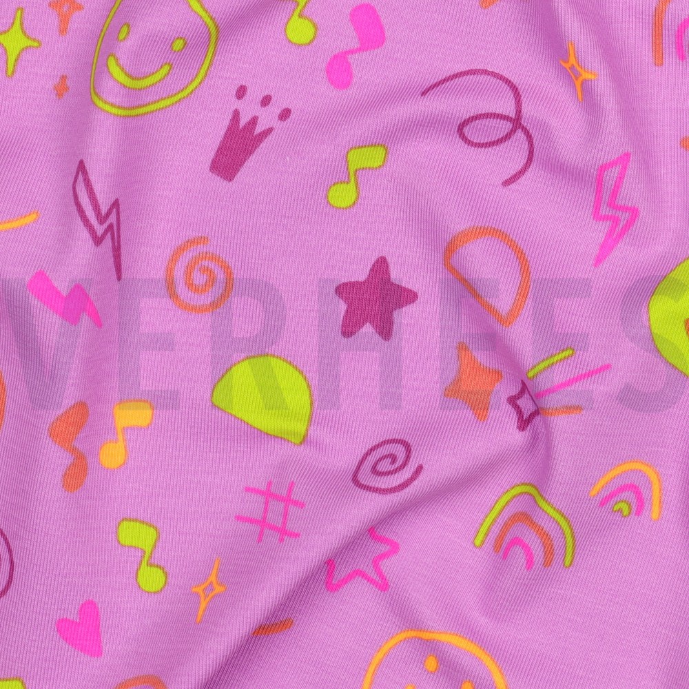 JERSEY NEON DOODLES LAVENDER #7