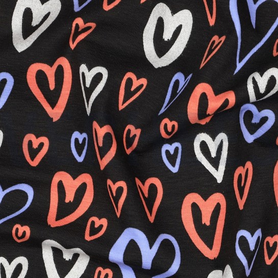 JERSEY GLITTER HARTEN ZWART #7