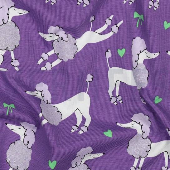 JERSEY GLITTER POODLES LAVENDER #7