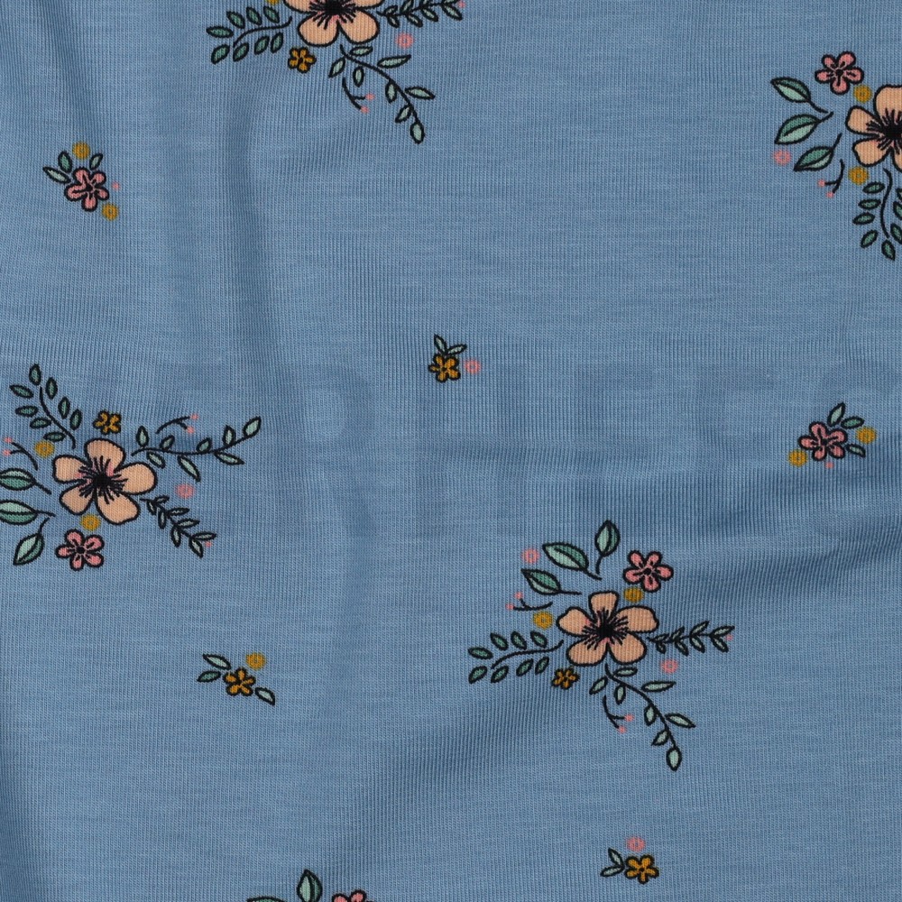 JERSEY GOTS FLOWERS LIGHT BLUE #7