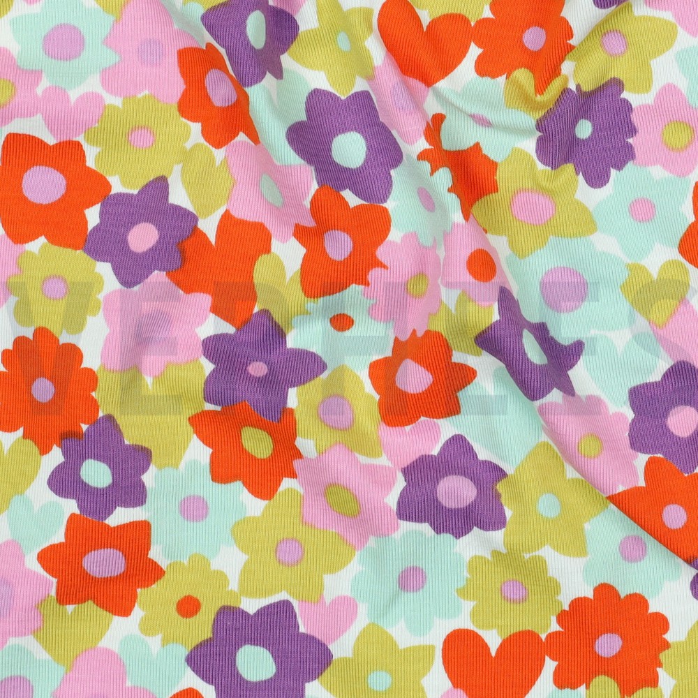 JERSEY FLOWERS RED/LIME #7