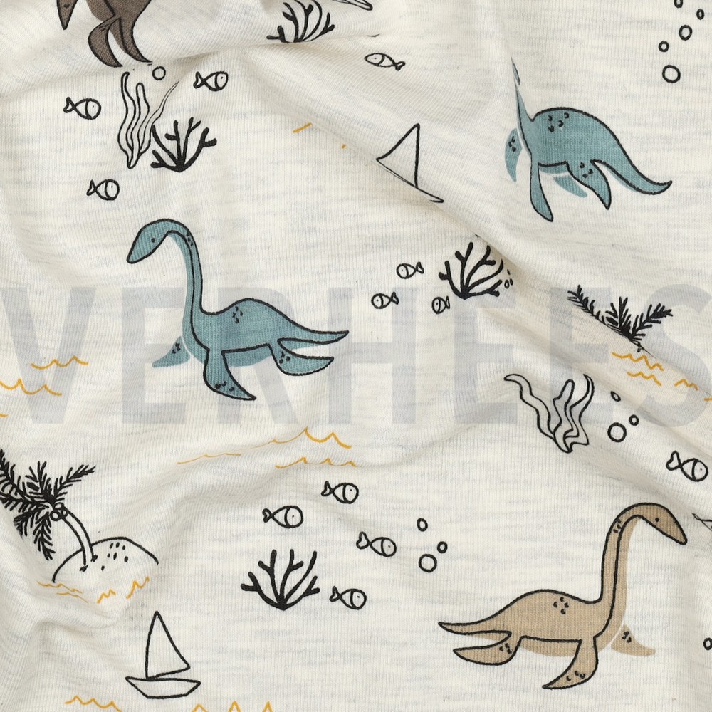 JERSEY MELANGE WATER DINOSAURS ECRU MELANGE #7