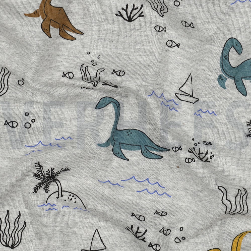 JERSEY MELANGE WATER DINOSAURS LIGHT GREY MELANGE #7