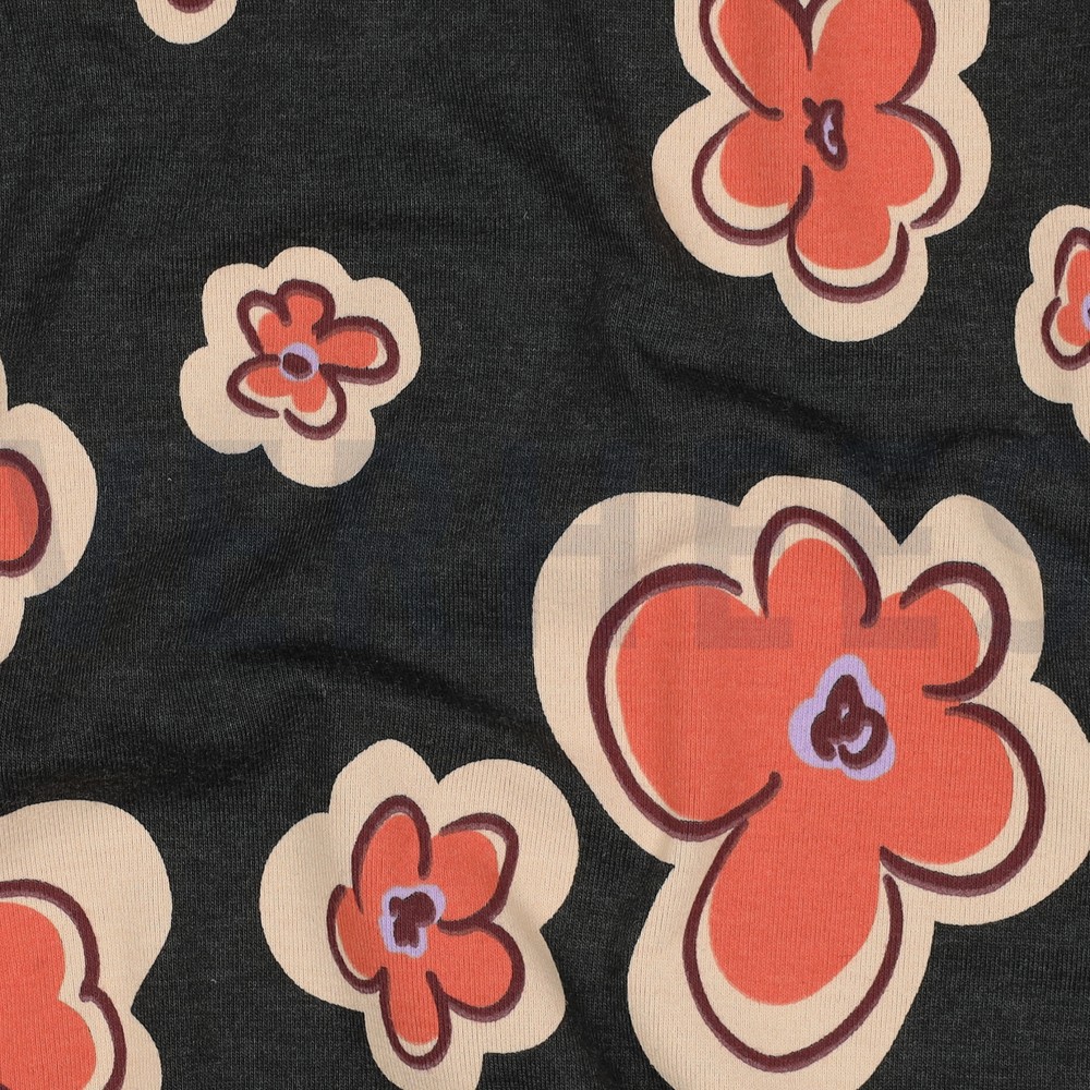 JERSEY MÉLANGE FLEURS ANTHRACITE CHINÉ #7