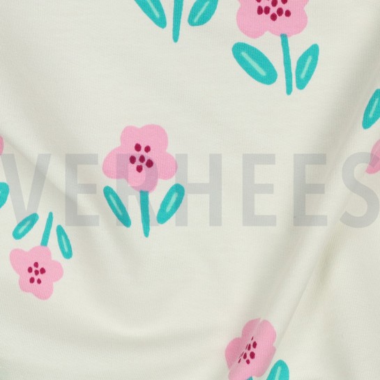 FRENCH TERRY FLOWERS OFF WHITE #7