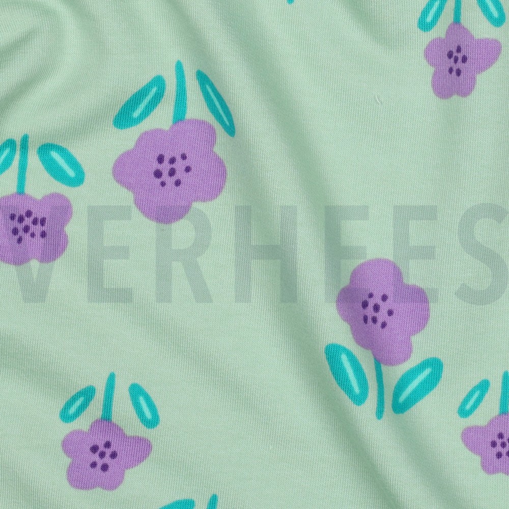 FRENCH TERRY BLOEMEN MINT #7