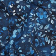 POPELINE DE COTON DIGITAL FEUILLES BLEU COBALT (thumbnail) #2