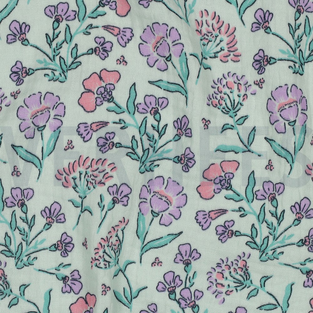 DOUBLE GAUZE FLOWERS MINT #7