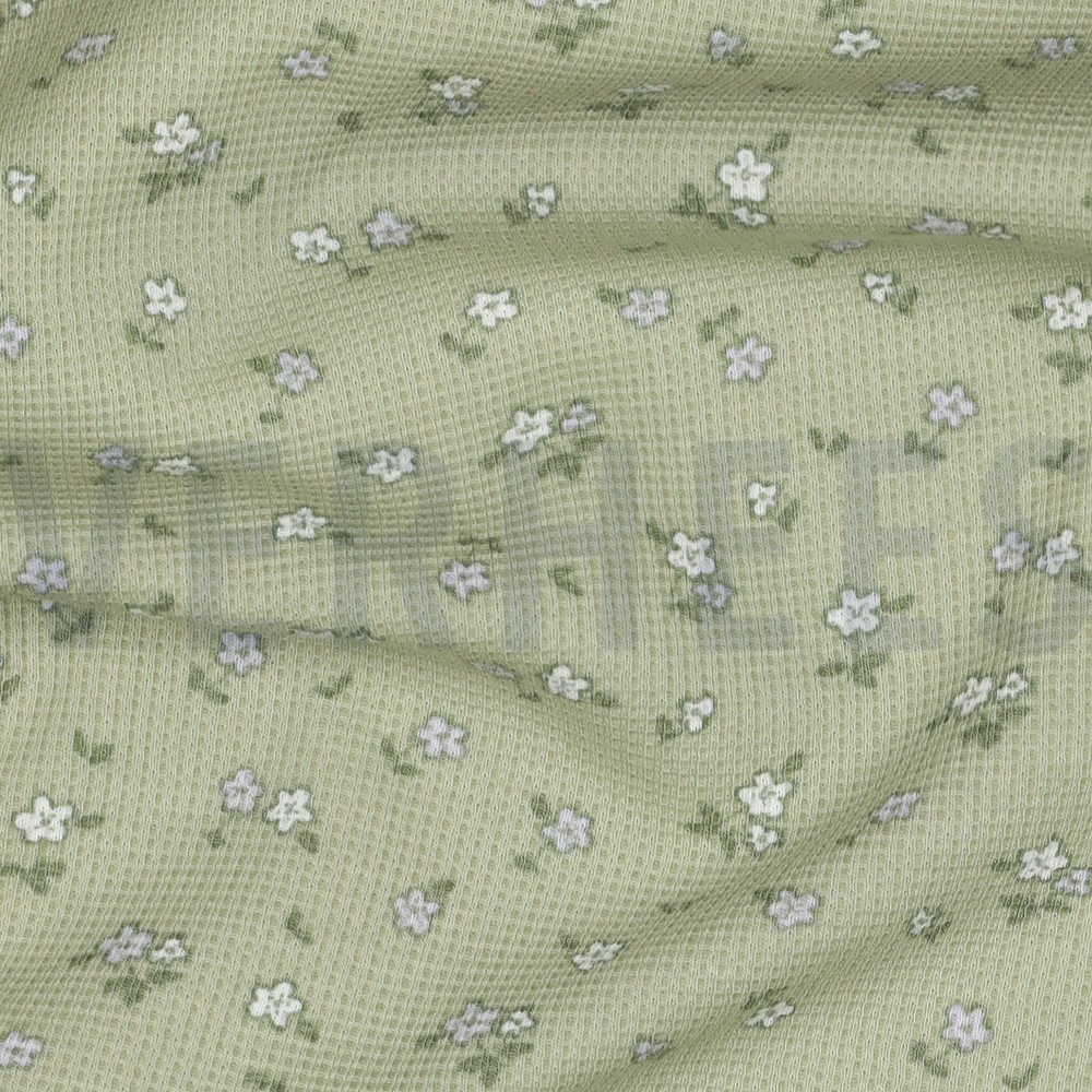 WAFFLE JERSEY FLOWERS SAGE #7
