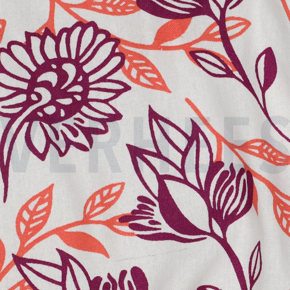 LEINEN VISKOSE BLUMEN LILA/VIOLETT #7