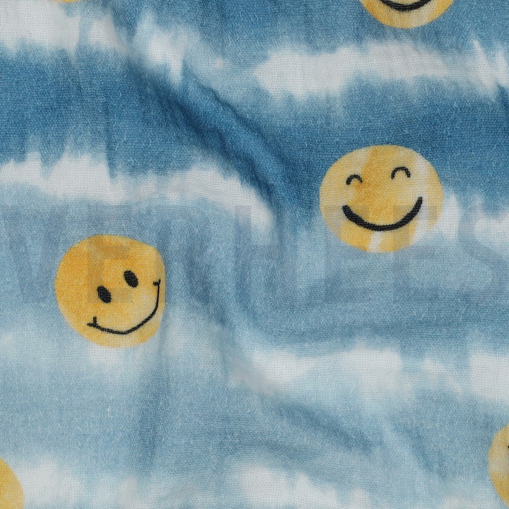 MUSSELIN DIGITAL SMILEYS JEANSBLAU #7