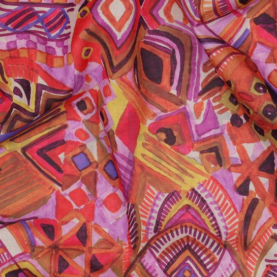 COTON VOILE DIGITAL ABSTRACT OCRE #7