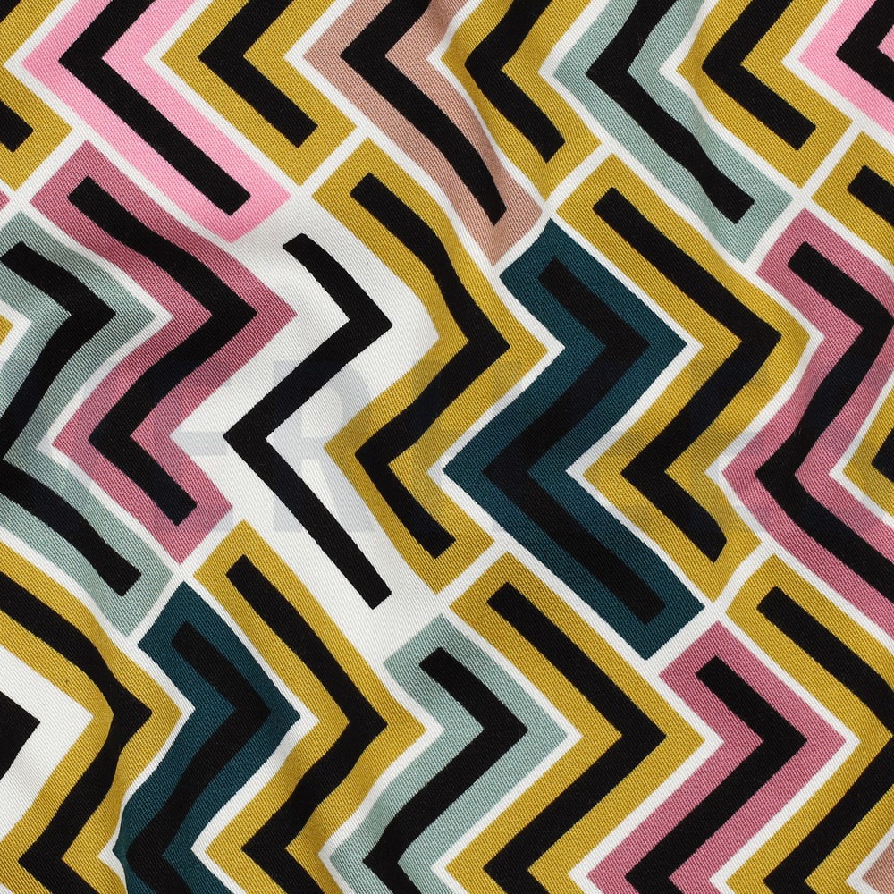 VISCOSE ROSELLA STRETCH GEOMETRISCH MOSTERDGEEL #7
