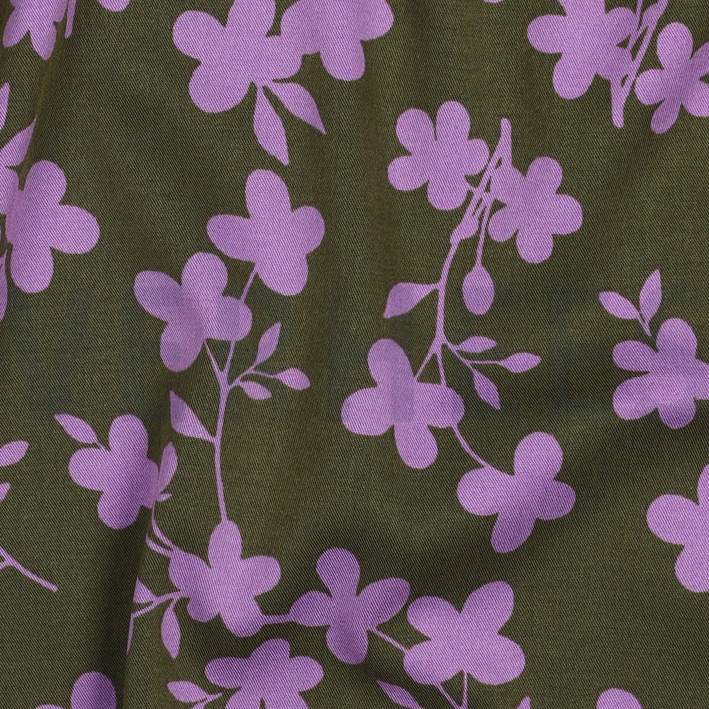 VISCOSE ROSELLA STRETCH FLOWERS ARMY GREEN #7