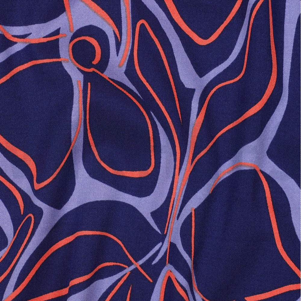 VISCOSE ROSELLA STRETCH ABSTRACT BLOEMEN MARINEBLAUW #7