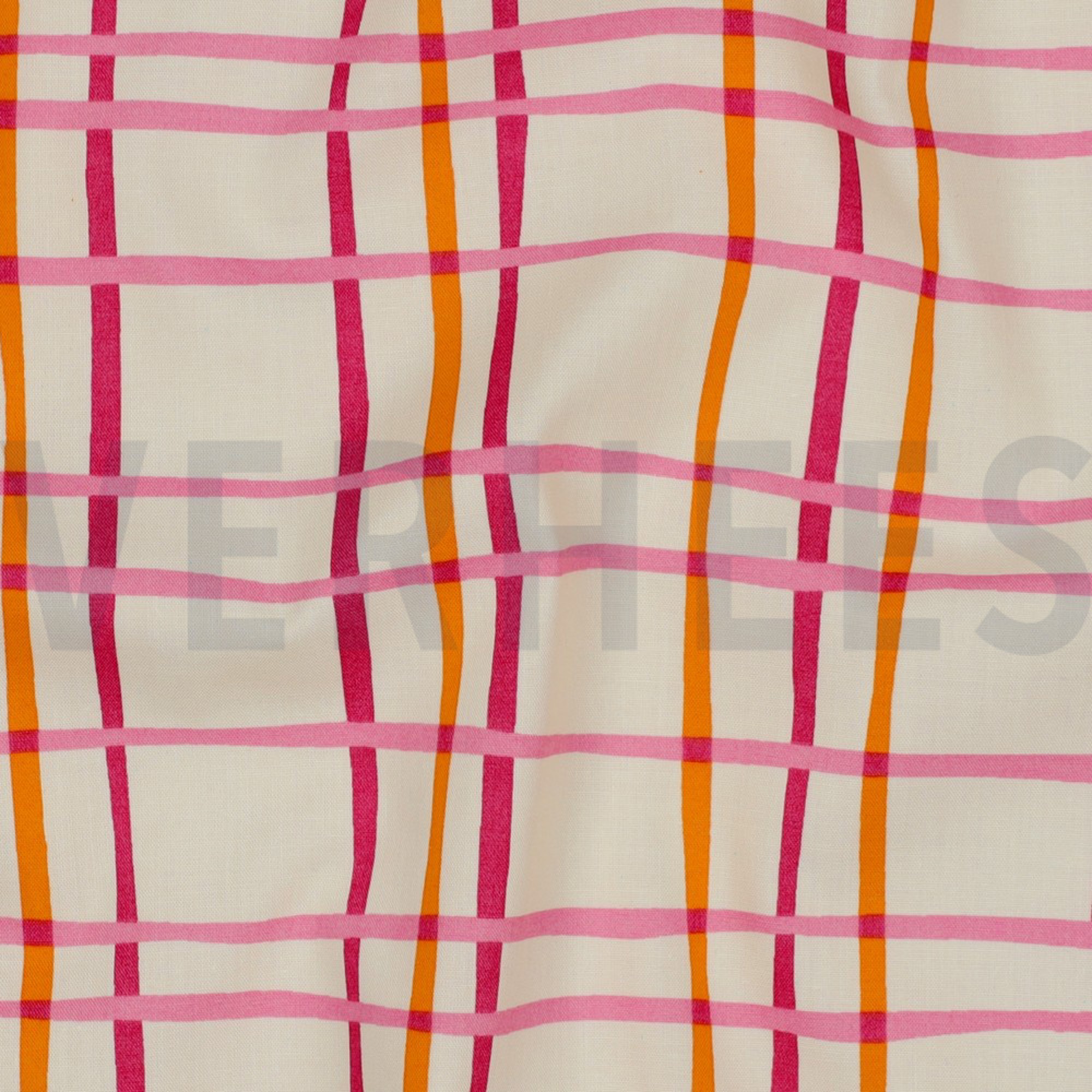 KATOENEN POPLIN BLOEMEN & RUITEN GEBROKEN WIT (high resolution) #2