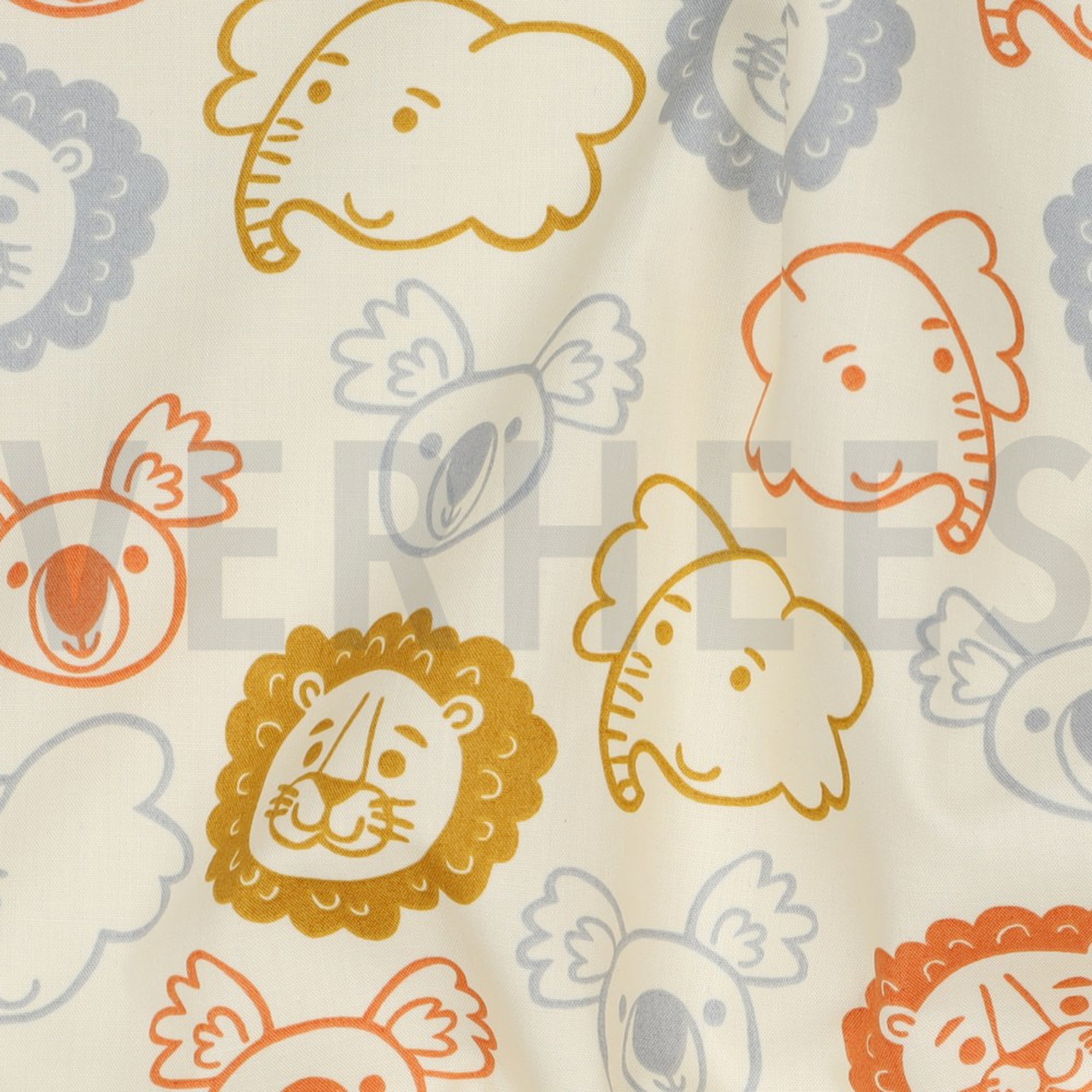 KATOENEN POPLIN SAFARI DIEREN ECRU (high resolution) #2