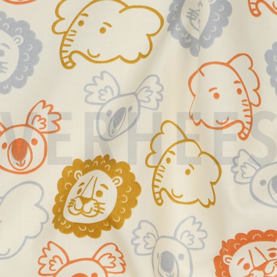 KATOENEN POPLIN SAFARI DIEREN ECRU #7