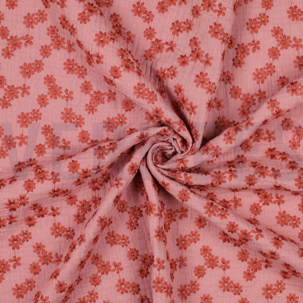 DOUBLE GAUZE EMBROIDERY BLOEMEN BLUSH #7