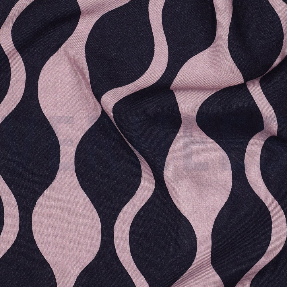 LENZING™ ECOVERO™ ABSTRACT DONKERBLAUW/MAUVE #7