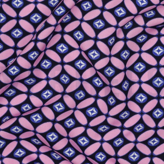 LENZING™ ECOVERO™ RÉTRO BLEU MARINE/ROSE CLAIR #7