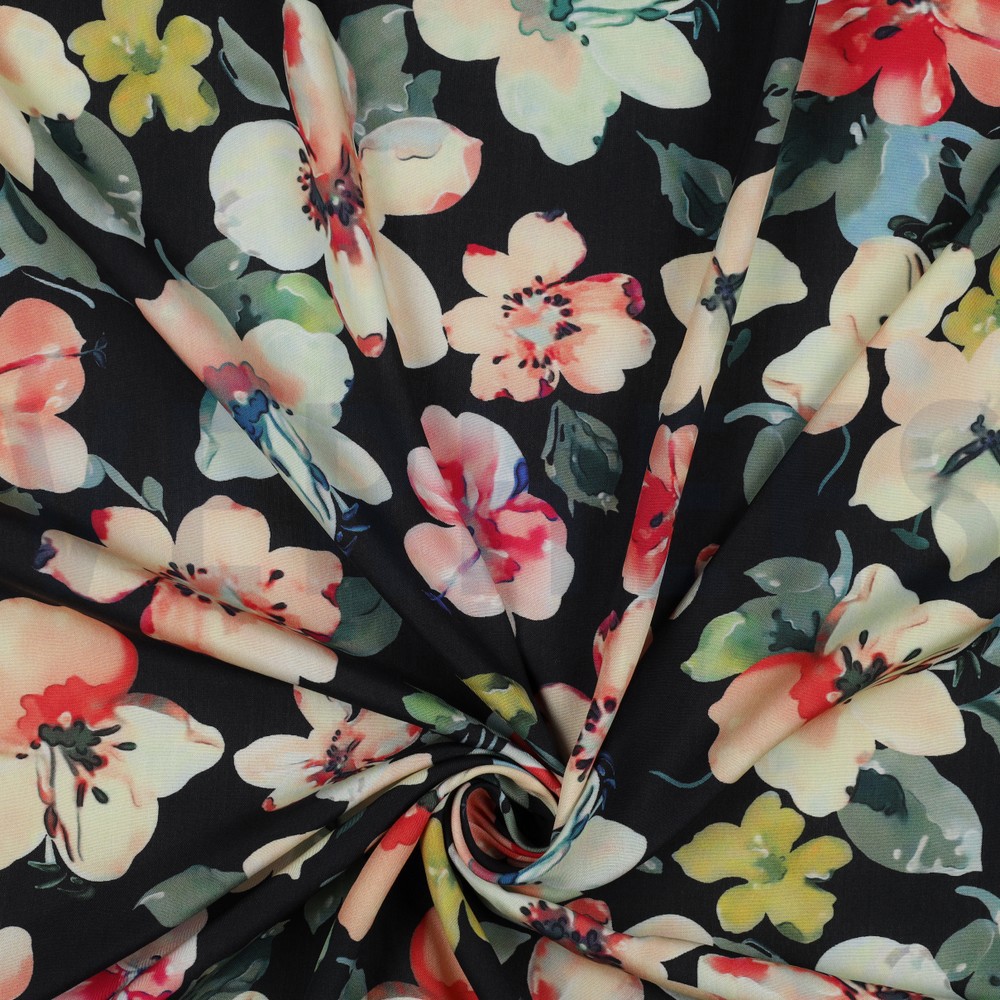 VISCOSE RADIANCE DIGITAL FLEURS NOIR #7