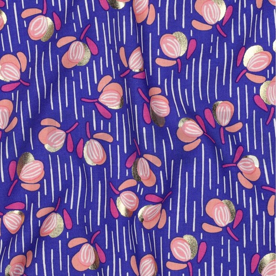 VISKOSE RADIANCE FOLIE BLUMEN KOBALTBLAU #7