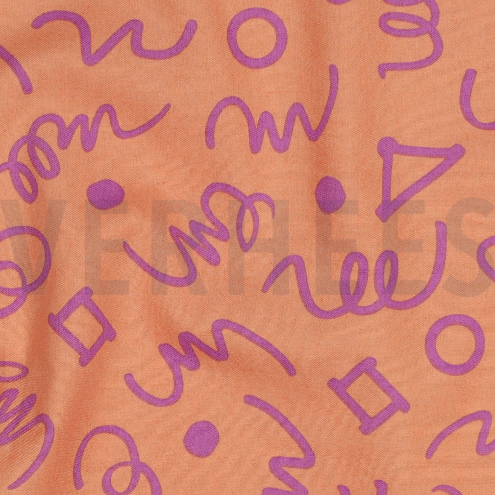 BAUMWOLLE POPELINE GEOMETRISCH PFIRSICH/LILA (high resolution) #2