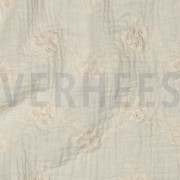 DOUBLE GAZE DE COTON BRODERIE FLEURS NATUREL (thumbnail) #2