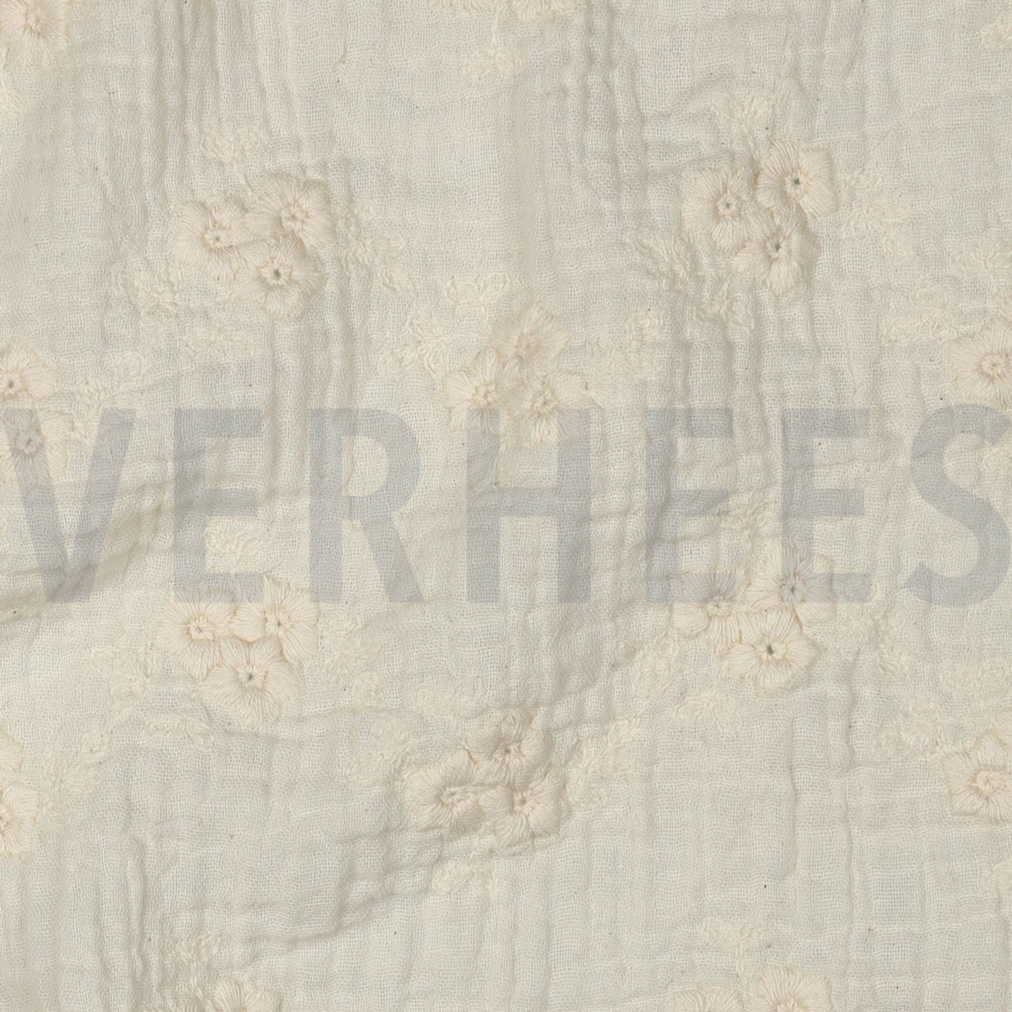 DOUBLE GAZE DE COTON BRODERIE FLEURS NATUREL (high resolution) #2