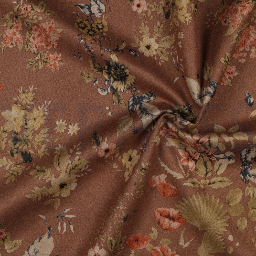 SUEDE STRETCH BLOEMEN HAZELNOOT #7