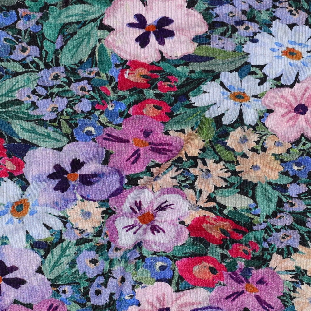 VISCOSE JERSEY DIGITAL FLEURS BLEU MARINE #7